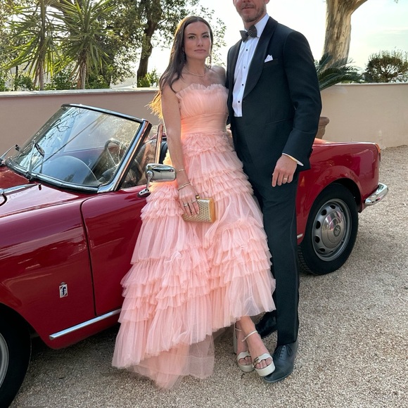 Mac Duggal Strapless Tulle Ruffle Gown - Picture 4 of 5